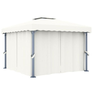 Altana ogrodowa z zasłonami, 3 x 3 m, kremowa, alu