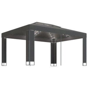 Altana ze sznurem lampek LED, 3x4 m, antracytowa