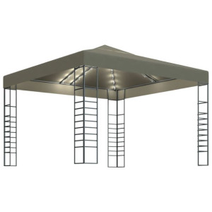 Altana ze sznurem lampekLED, 3x3 m, taupe