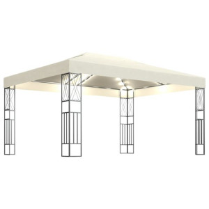Altana ze sznurem lampek LED, 3x4 m, kremowa tkani
