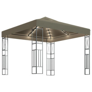 Altana ze sznurem lampek LED, 3x3 m, tkanina w kol