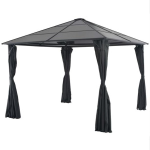 Altana ogrodowa z zasłonami, aluminiowa, 3 x 3 m,