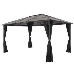 Altana ogrodowa z zasłonami, aluminiowa, 4 x 3 x 2