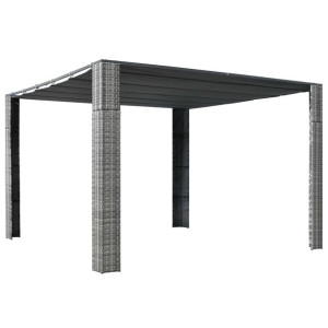 Altana z dachem, polirattan, 300x300x200cm, szary