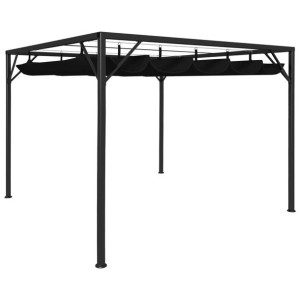 Altana ogrodowa ze zwijanym dachem, 3x3 m, antracy