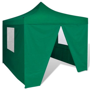Zielony, składany namiot, 3 x 3 m, z 4 ściankami