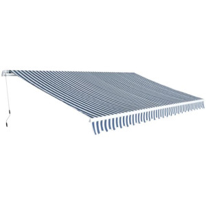 Markiza zwijana ręcznie, 500 cm, niebiesko-biała
