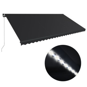 Ręcznie zwijana markiza z LED, 600 x 300 cm, antra