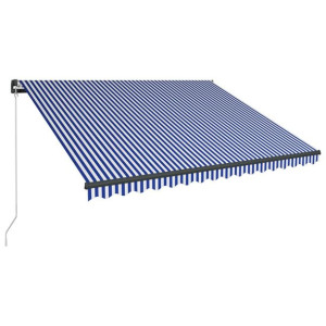 Ręcznie zwijana markiza z LED, 450 x 300 cm, niebi