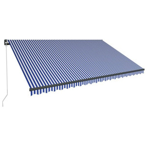 Ręcznie zwijana markiza z LED, 500 x 300 cm, niebi