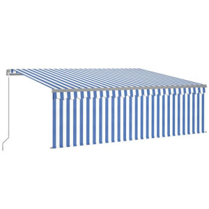 Ręcznie zwijana markiza z zasłoną, 4x3 m, niebiesk