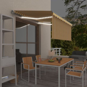 Ręcznie zwijana markiza z zasłoną i LED, 3x2,5 m,
