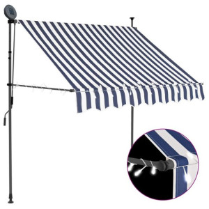 Ręcznie zwijana markiza z LED, 100 cm, niebiesko-b