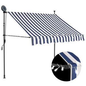 Ręcznie zwijana markiza z LED, 150 cm, niebiesko-b