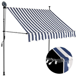 Ręcznie zwijana markiza z LED, 200 cm, niebiesko-b