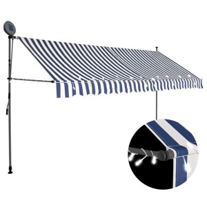 Ręcznie zwijana markiza z LED, 350 cm, niebiesko-b