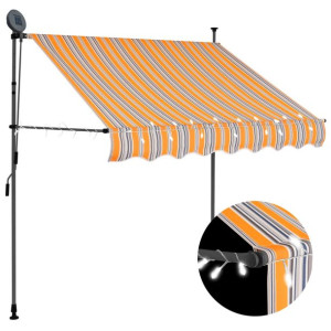 Ręcznie zwijana markiza z LED, 200 cm, żółto-niebi
