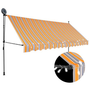 Ręcznie zwijana markiza z LED, 400 cm, żółto-niebi