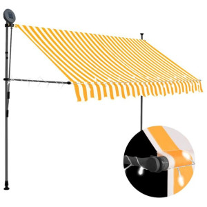 Ręcznie zwijana markiza z LED, 300 cm, biało-pomar