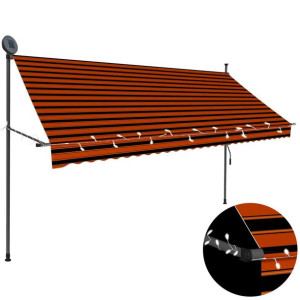 Ręcznie zwijana markiza z LED, 300 cm, pomarańczow