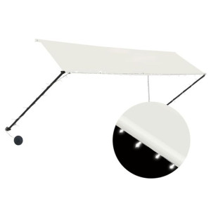 Markiza zwijana z LED, 350 x 150 cm, kremowa
