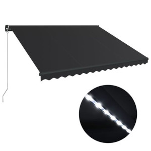Ręcznie zwijana markiza z LED, 400 x 300 cm, antra