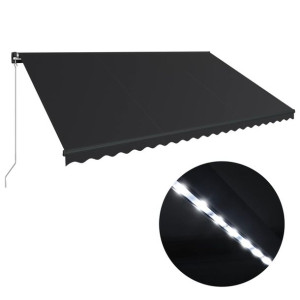 Ręcznie zwijana markiza z LED, 500 x 300 cm, antra