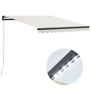 Ręcznie zwijana markiza z LED, 300 x 250 cm, kremo