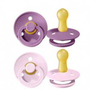 BIBS Smoczek kauczukowy LAVENDER & BABY PINK M 6m+ USPOKAJAJĄCY M 2-pak