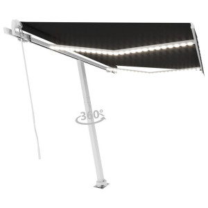 Ręcznie zwijana markiza z LED, 300 x 250 cm, antra