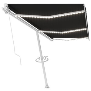 Ręcznie zwijana markiza z LED, 600x350 cm, antracy