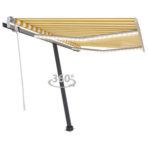 Ręcznie zwijana markiza z LED, 350 x 250 cm, żółto