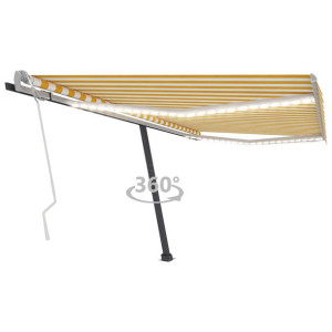 Ręcznie zwijana markiza z LED, 400 x 300 cm, żółto