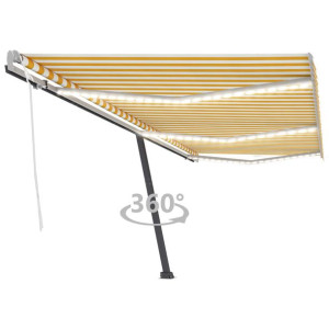 Ręcznie zwijana markiza z LED, 600x350 cm, żółto-b