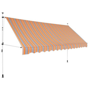 Markiza zwijana ręcznie, 350 cm, żółto-niebieskie