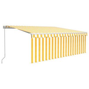 Ręcznie zwijana markiza z zasłoną i LED, 4,5x3 m,
