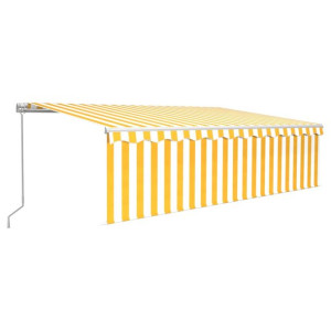 Ręcznie zwijana markiza z zasłoną i LED, 5x3 m, żó