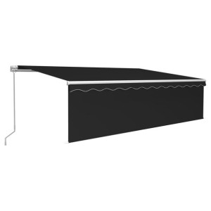 Ręcznie zwijana markiza z zasłoną i LED, 5x3 m, an