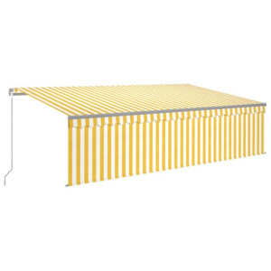 Ręcznie zwijana markiza z zasłoną i LED, 5x3 m, żó