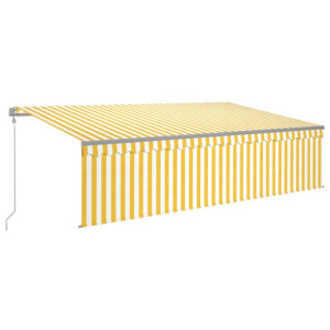 Automatycznie zwijana markiza z zasłoną, 5x3 m, żó