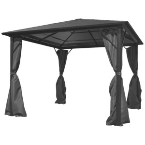 Altana ogrodowa z zasłonami, antracytowa, aluminiu