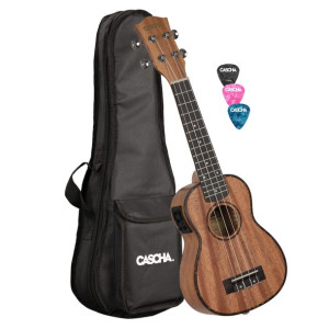 Cascha HH 2026E Premium Mahogany Ukulele Sopranowe EQ SET