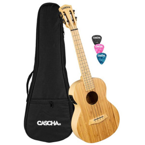Cascha HH 2314E Bamboo Natural Ukulele Tenorowe EQ SET
