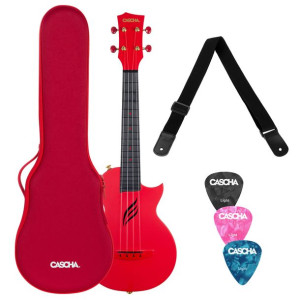 Cascha HH 2280 Carbon Fibre Ukulele Koncertowe RED Set