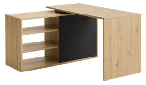 Biurko narozne z regalem 60-130x130-192 dąb/czarny