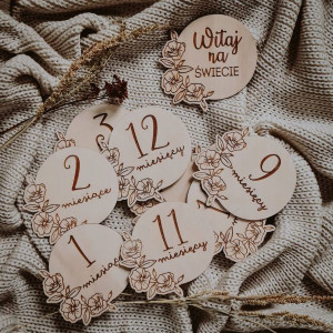 Drewniane tabliczki do zdjęć Flower – 13 sztuk