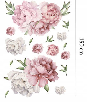 Zestaw nakle ściennych Peonie Brudny Róż 150x100cm