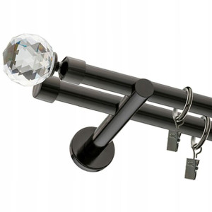 Karnisz Crystal Czarny Podwójny 19+19mm 120 Cm
