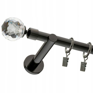 Karnisz Crystal Czarny Pojedynczy 19mm 320 Cm