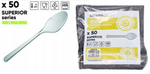 50X Łyżka Łyżki Plastikowe Wielorazowe sztućce